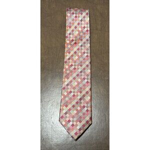 Peacock Men's 100% Silk Tie Geometric Multi Color Square Textured Iridescent